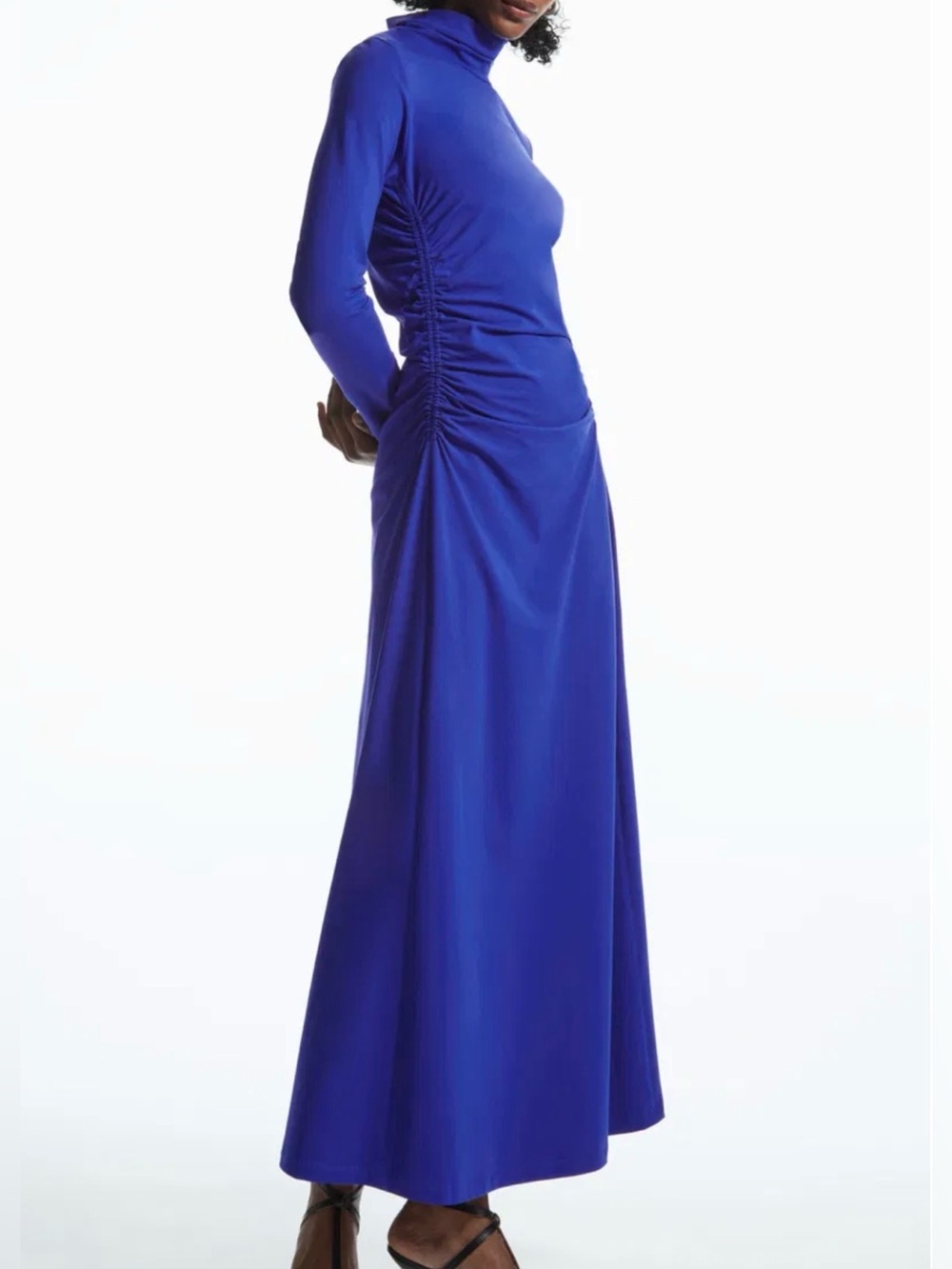 COS Royal Blue Long Sleeve Ruched Maxi Dress